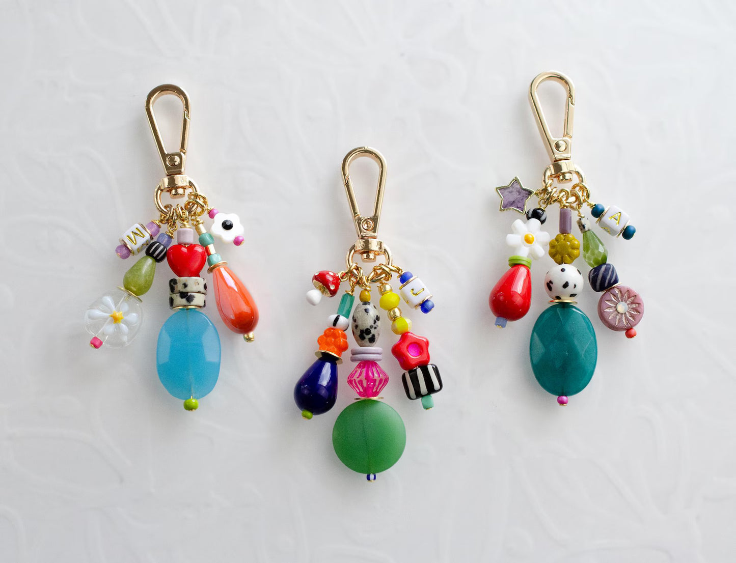 Personalized beaded keychain, Colorful bag charm, Initial charm keychain, Custom beaded keychain, Purse charm, Initial keyring