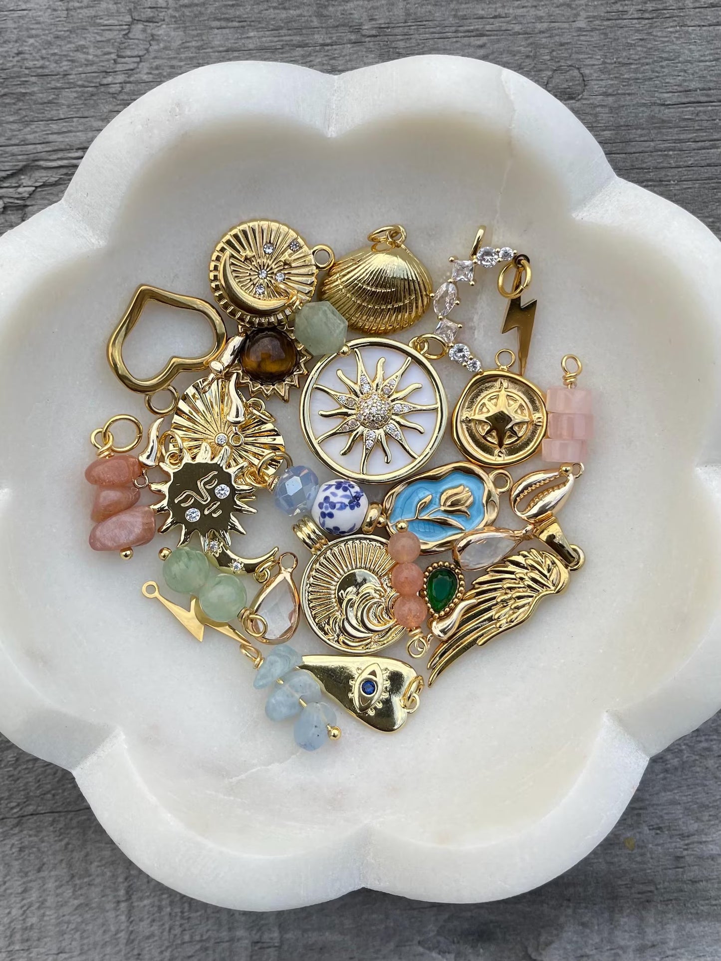 Add-On Individual 18k Gold Charms for Custom Carabiner, Push Clasp, Journal