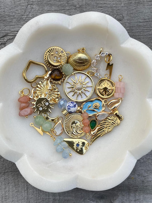 Add-On Individual 18k Gold Charms for Custom Carabiner, Push Clasp, Journal